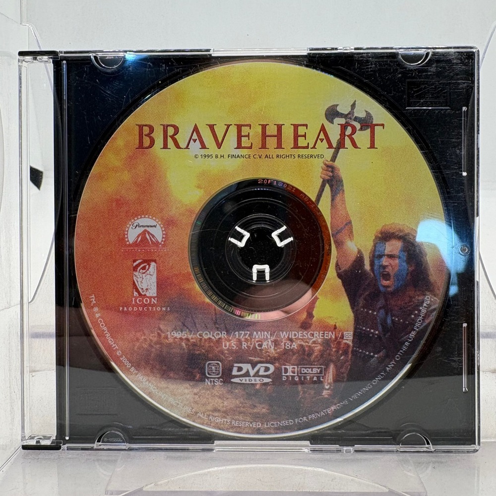 Braveheart DVD 1995 Widescreen Mel Gibson Paramount Pictures Icon Productions